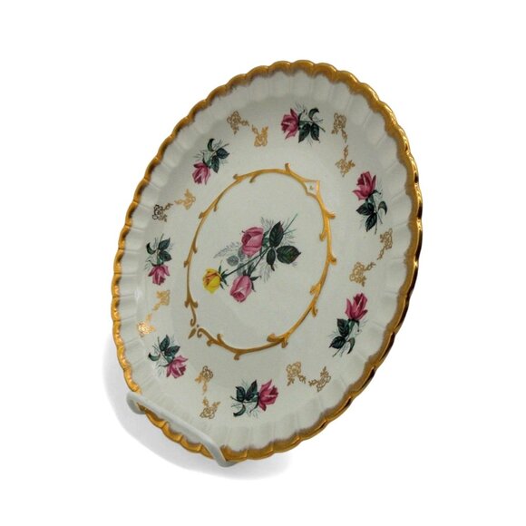 WOOD & SONS Alpine White Ironstone Plate Roses Gold Rim England Vintage 10" - Picture 8 of 11